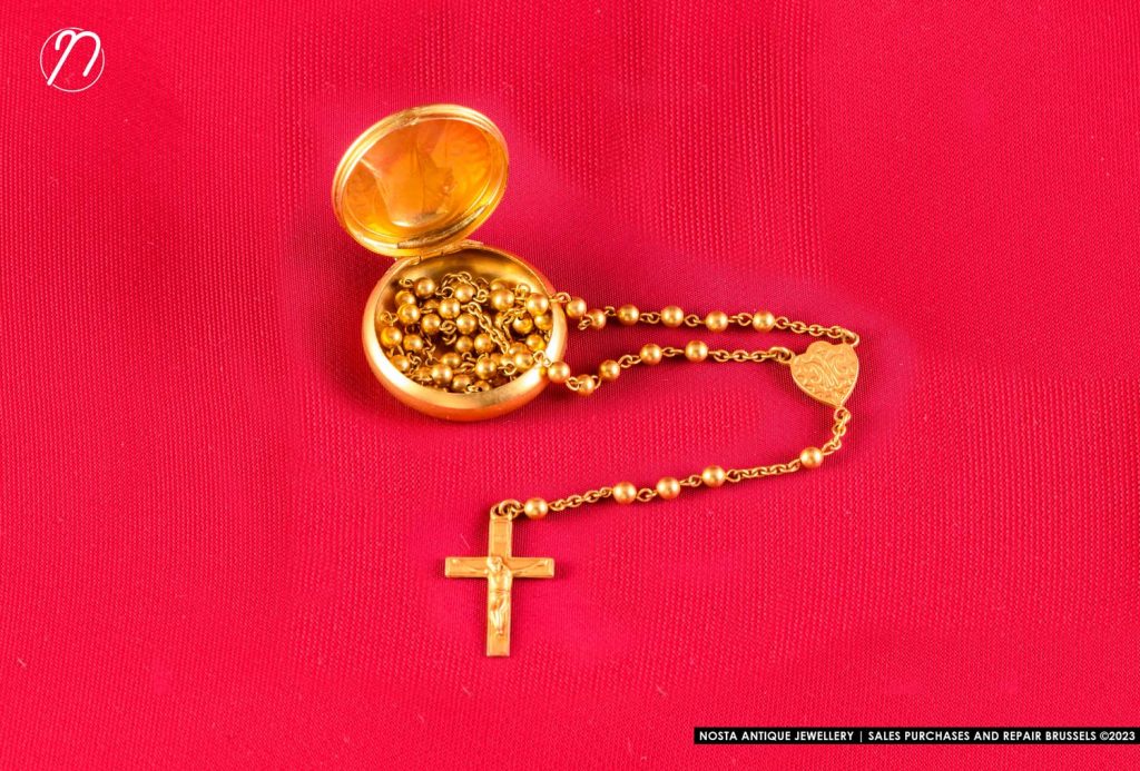 Gold-Plated Rosary with Marie Case - Chapelet plaqué or, Early 20th Centur